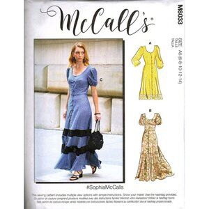 McCall's M8033 Misses 6 to 14 Fitted Dress Uncut Sewing Pattern New